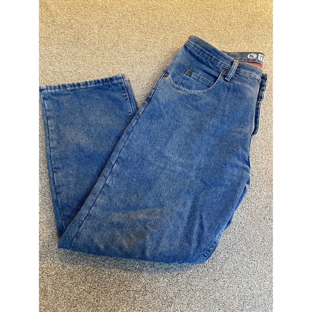 Gander‎ Mountain Mens flannel Plaid Lined Blue Denim Jeans 36x30